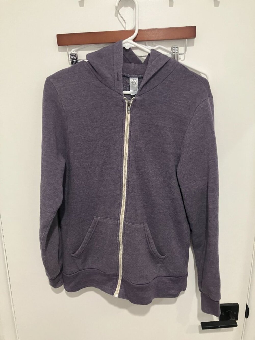 Alternative Apparel Men's Eco-Fleece Full-Zip Hoodie, Purple/Gray, Size Medium